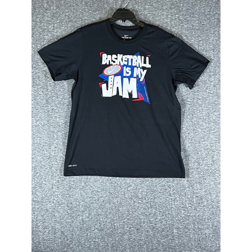 Nike Basketball Is My Jam Dri-FIT Graphic T-Shirt Mens Large Black Short‎ Sleeve